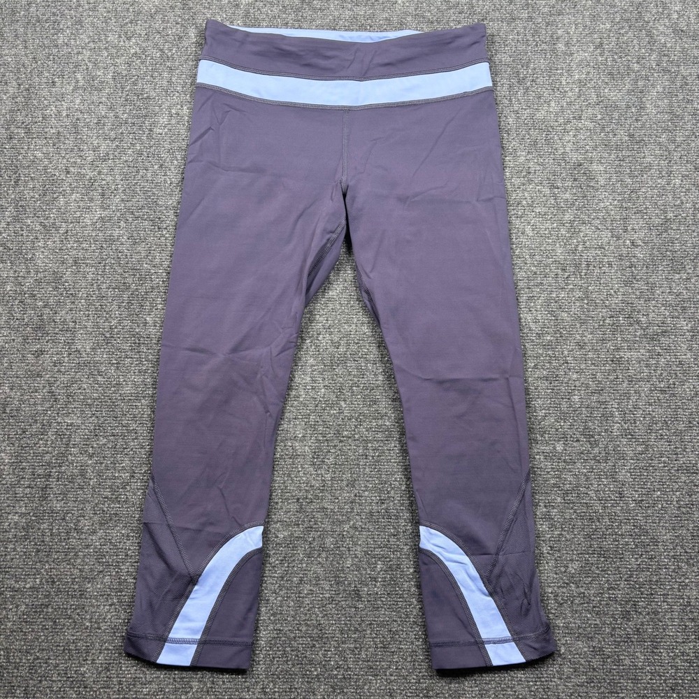 Lululemon Run Inspire Crop II Leggings Women 6 Purple Blue Mesh 20.5"